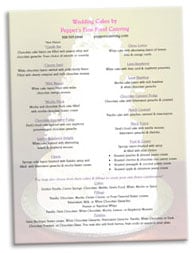 wedding cake flavors menu
