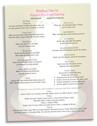 wedding cake flavors menu