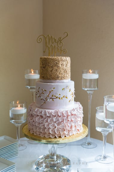 pink gold wedding cake